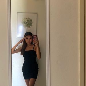 black corduroy bodycon dress